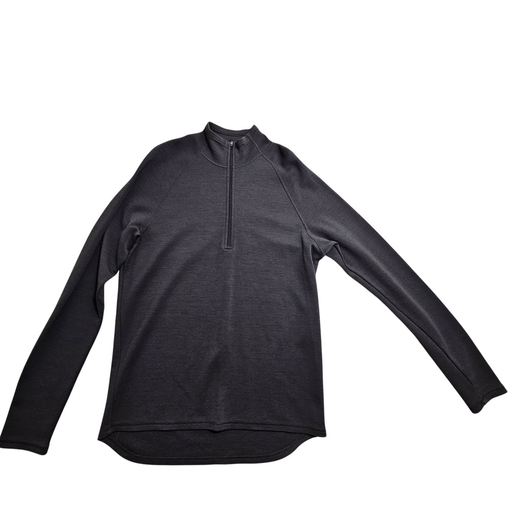 Ibex Vintage Quarter Zip Pullover Large Charcoal Grey Merino Wool USA Made